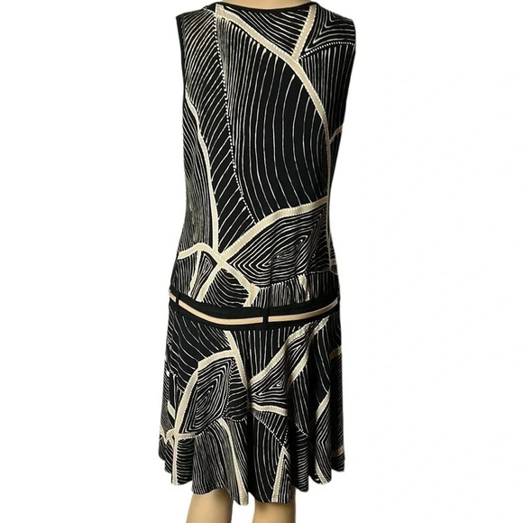 dress,retro vibe,40’s,abstract,🇨🇦,PTP 17-20 drop waist. Faux button front belted - Picture 6 of 14